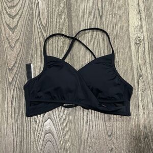 NWOT PINK Victoria’s Secret Wrap Bikini Top Wireless Lined Pure Black Size M